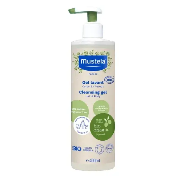 mustela-bio-gel-lavant-cheveux-et-corps-400ml MUSTELA Gel lavant certifié BIO Corps & cheveux – Image 1