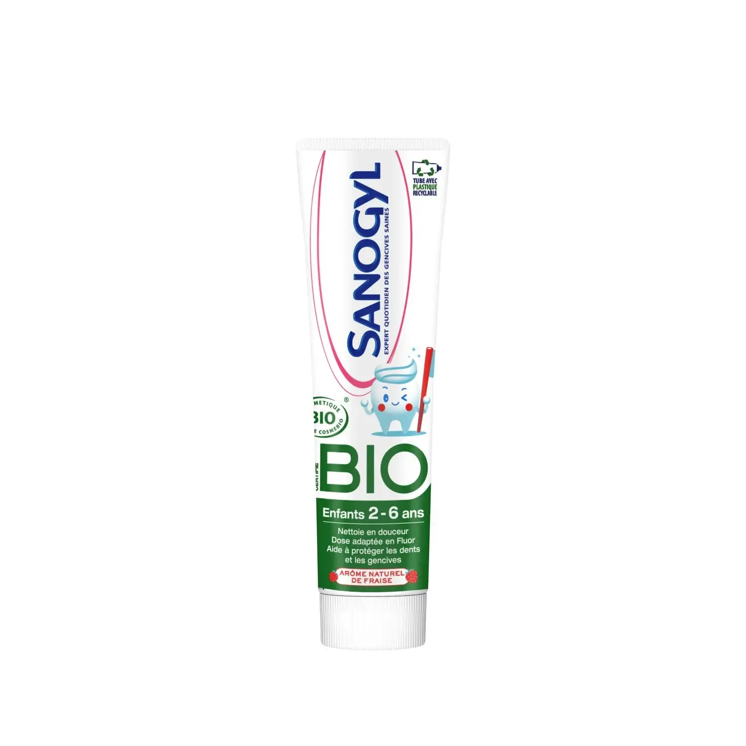 03346029402010-c1c1-s01 SANOGYL BIO DENTIFRICE ENFANT 2-6ANS FRAISE – Image 1