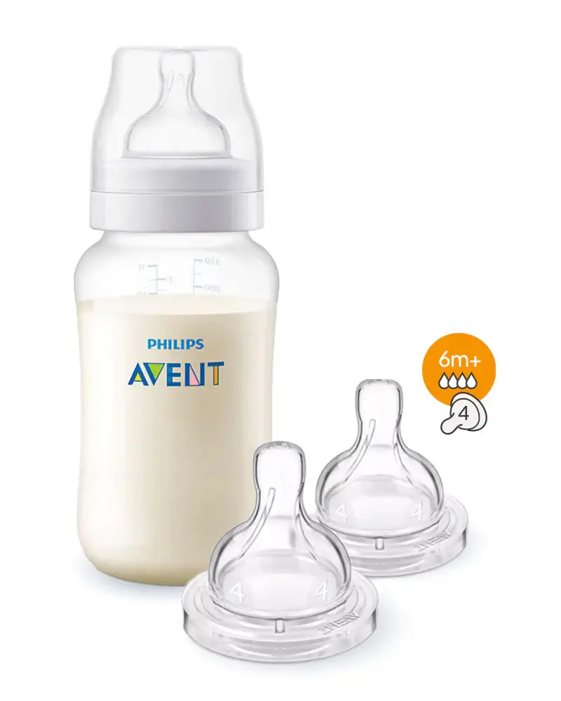Philipsavent4 AVENT BIBERON Anti-colic 3M+ 330 ML +Lot de 2Tétines Anti-colic 6m+ offertes – Image 1