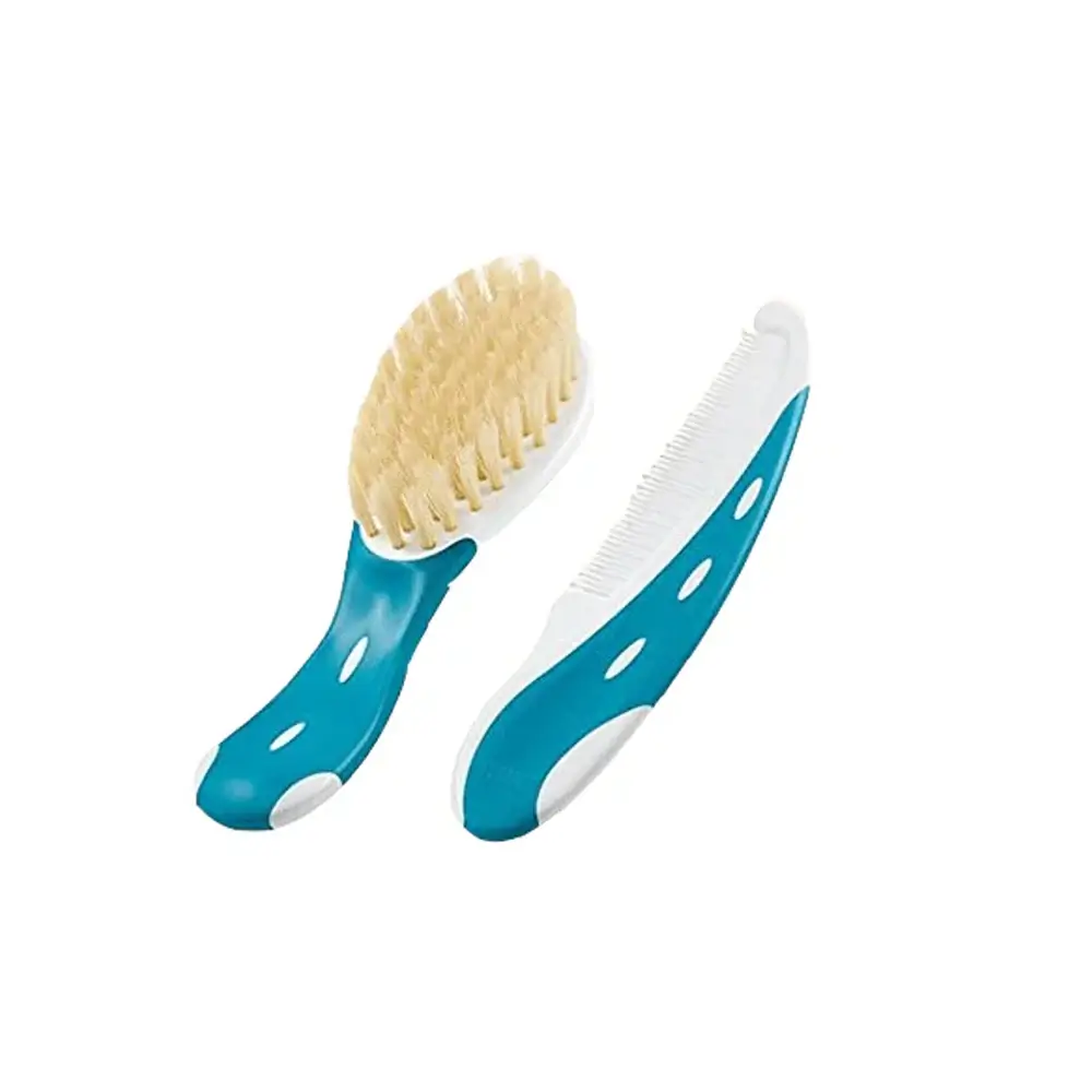 Nuk Baby Brush with Natural Hair & Comb bleu