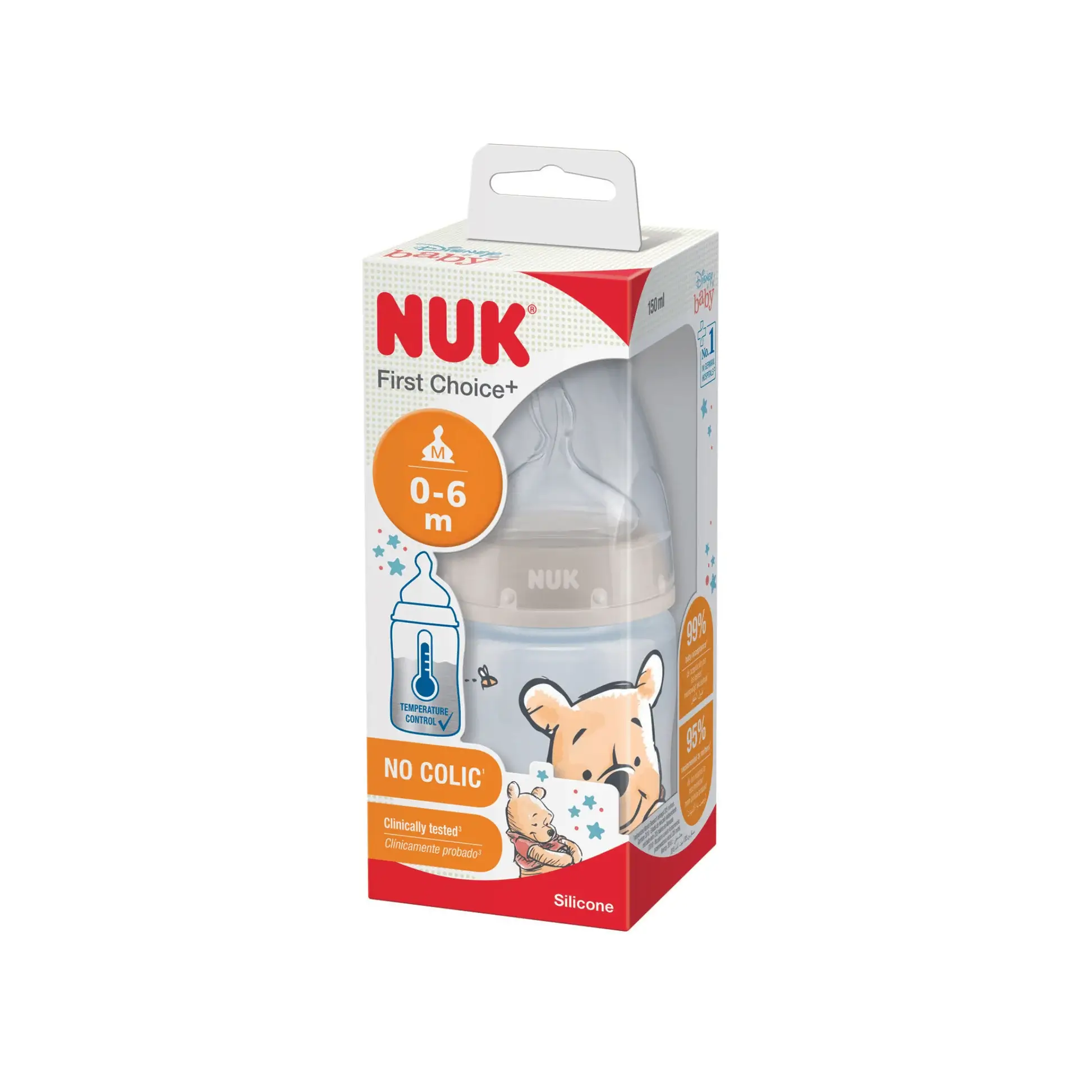 NUK  Bouteille Winnie l'ourson First Choice + contrôle de la température 150 ml