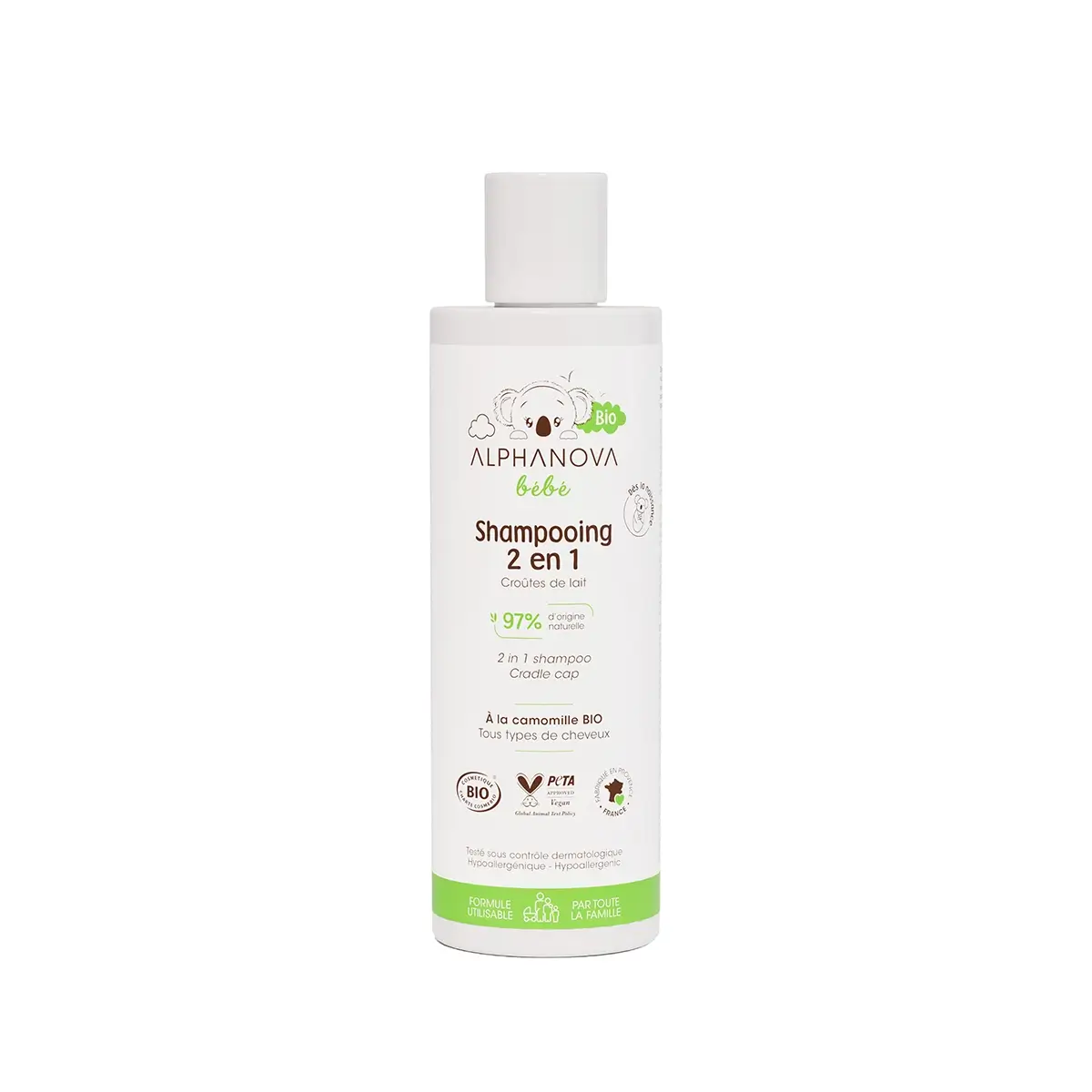 ALPHANOVA Shampooing 2 en 1 bébé certifié bio