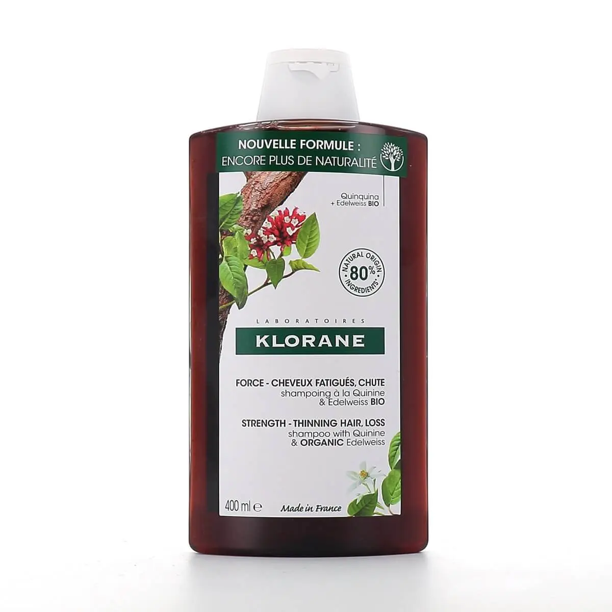 3282770141283-ld-0023-front-605a15eb952db KLORANE SHAMPOING À LA QUININE & EDELWEISS BIO 400ML – Image 1