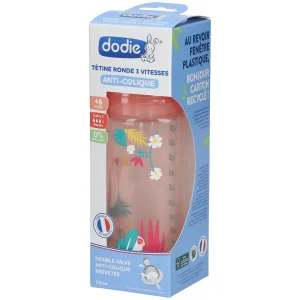 DODIE BIBERON ANTI COLIQUE TETINE RONDE 3 VITESSES+ 330ML ROSE DANSE +6 M