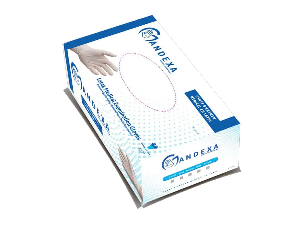 Boite-de-gants-dexamen-Latex-Jetable-2 Gandexa Gants Jetables Blanche – Image 1