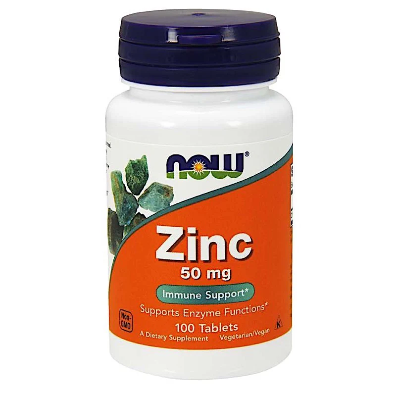 NOW Zinc 50mg 100 Comprimés (100 Servings) - Renforce le Système Immunitaire