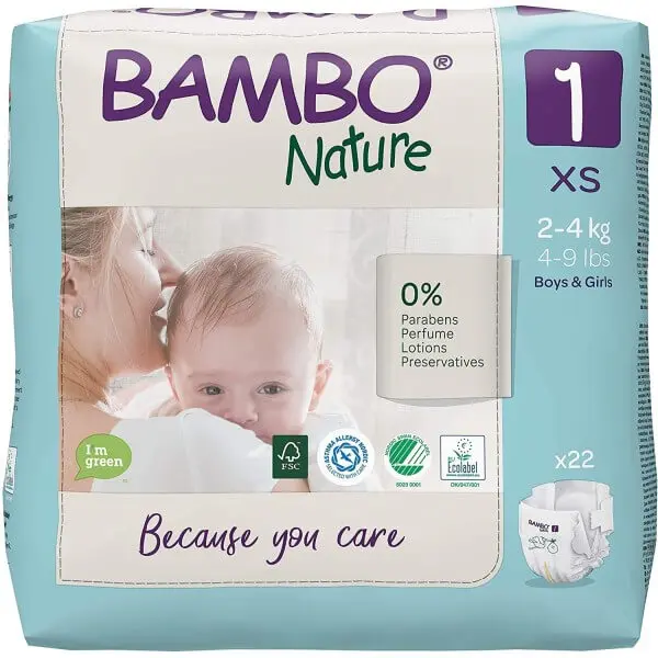 bambo-nature-couches-bebe-2-4kg-t1-b22 BAMBO NATURE T1 (2-4KG) | 22 Unités – Image 1