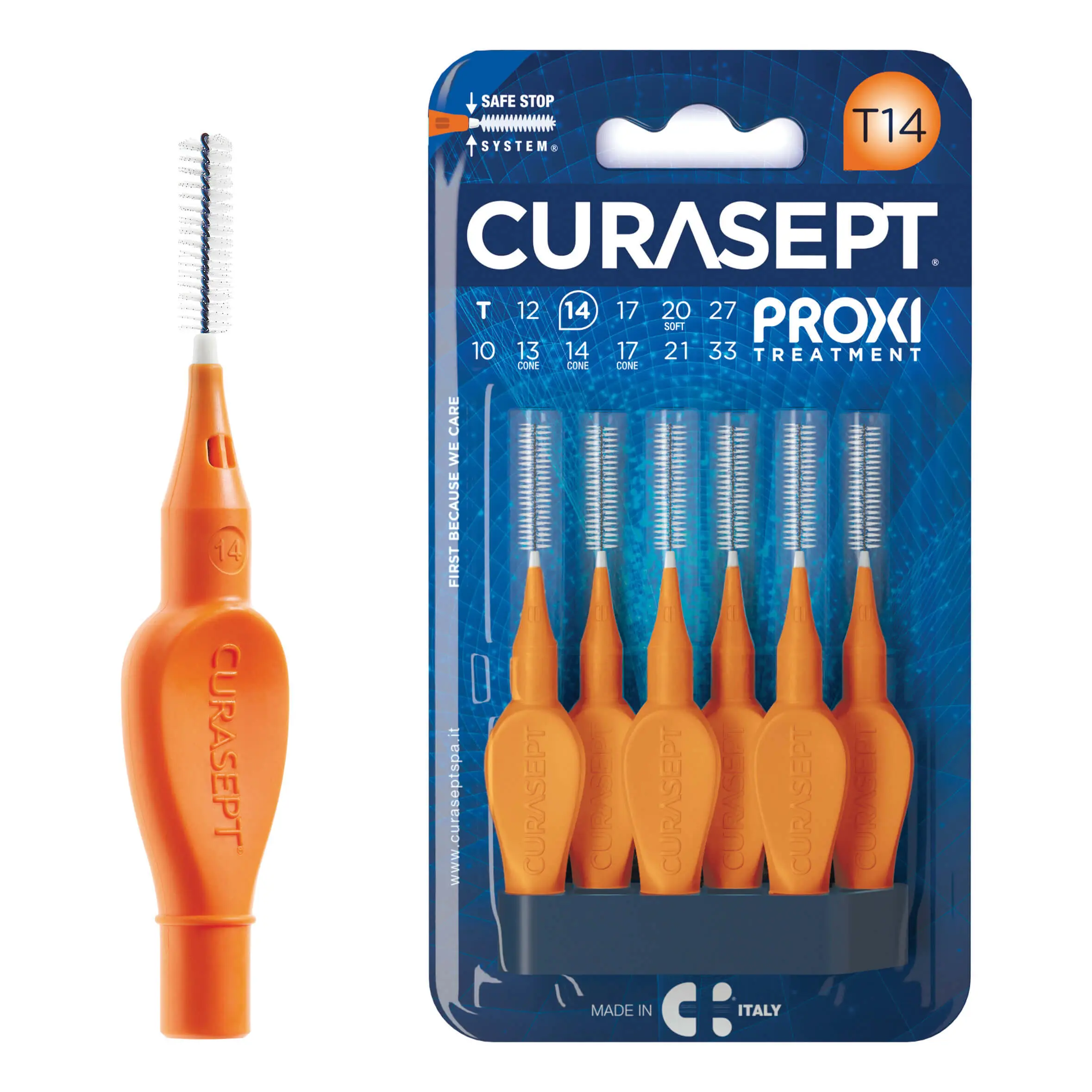 curasept-proxi-t14-arancio-orange-6-pezzi CURASEPT BROSSETTE INTERDENTAIRE PROXI T14 – Image 1