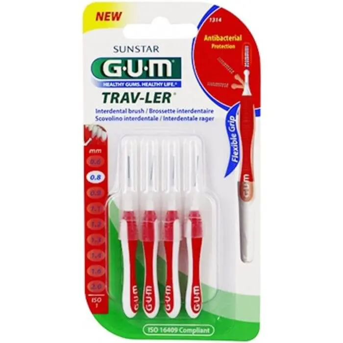 gum-gum-brossettes-interdentaires-trav-ler-08mm-4-brossettes-1314-brossettes-interdentaires GUM Brossettes interdentaires Trav-ler 0.8mm-4 brossettes-1314 – Image 1
