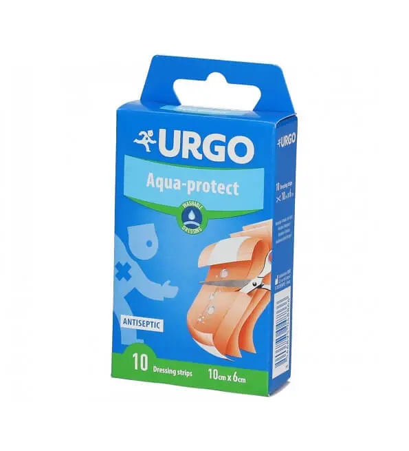 urgo-aqua-protect-10cm6cm URGO AQUA PROTECT SERVIETTE ANTISEPTIQUE LAVABLE 10 BANDE 10 X 6 CM – Image 1